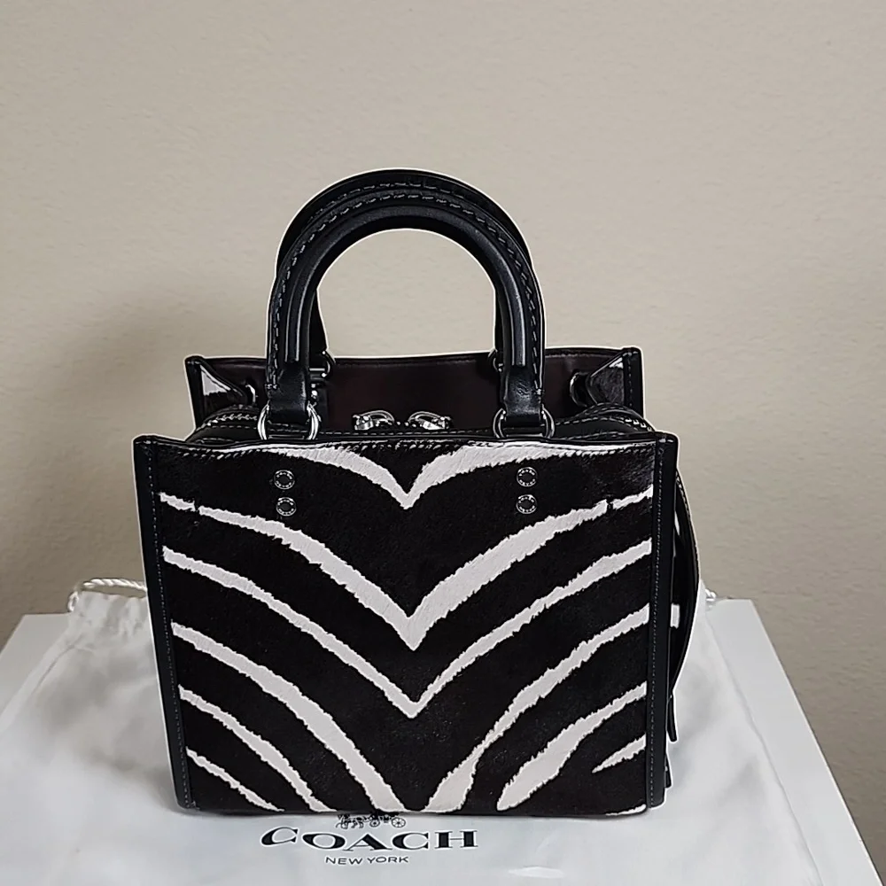 Coach Rogue 20 In Haircalf With Zebra Print - Picture 8 of 16
